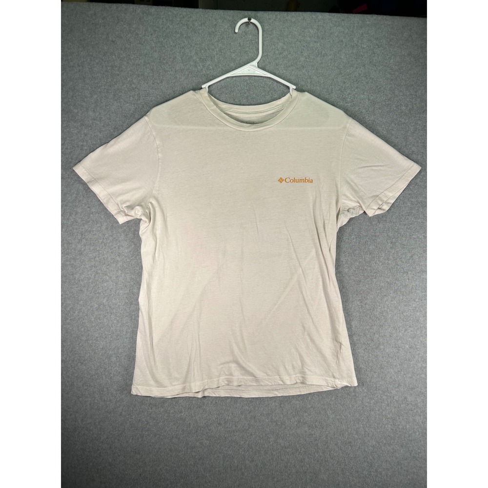 Stain*Columbia Sportswear Cream Graphic T-Shirt Off-Road Vehicle Small